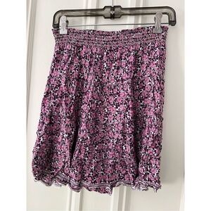 Max Studio pink purple and white floral flowy mini skirt XS